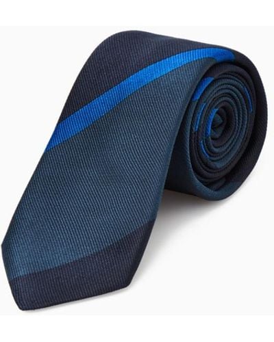 COS Striped Pure Silk Tie - Blue