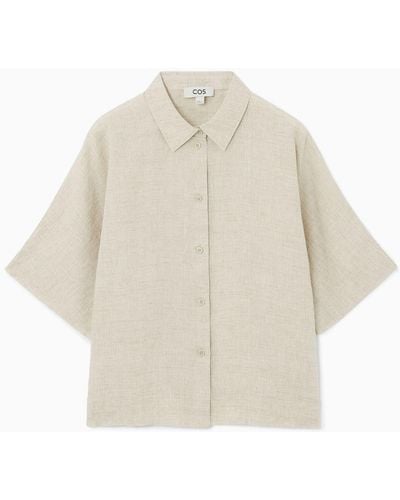 COS Short-sleeved Linen Shirt - Natural