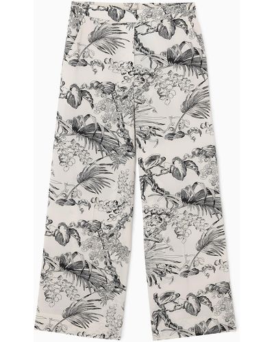 COS Botanical-print Trousers - Grey