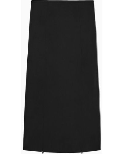 COS Adjustable-slit Midi Skirt - Black