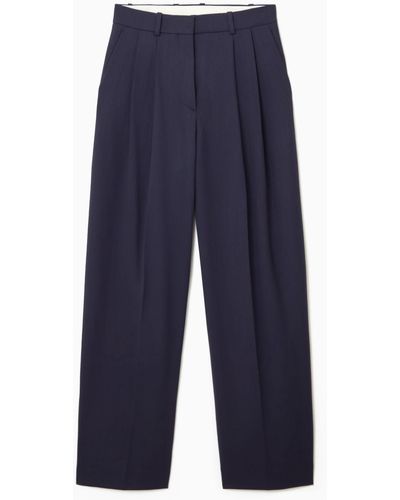 COS Wide-leg Tailored Wool Pants - Blue