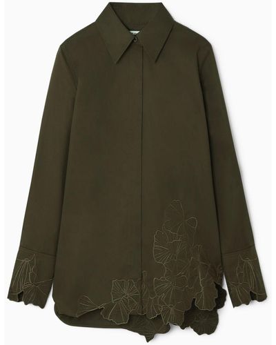 COS Oversized Embroidered Shirt - Green