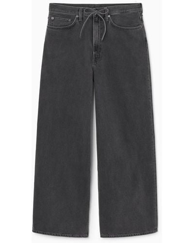 COS Extra Wide Leg Drawstring Denim Pants - Gray