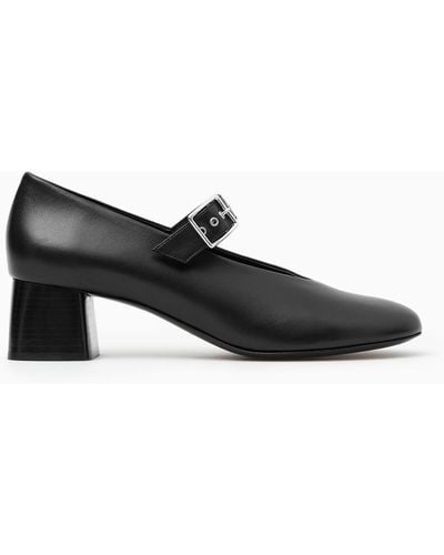 COS Block-heel Leather Mary-jane Court Shoes - Black