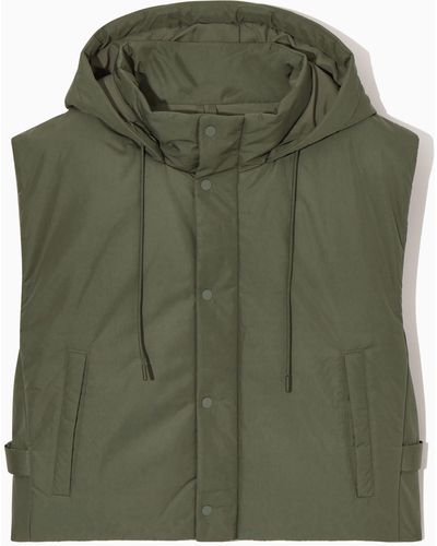 COS Buckled-side Padded Hooded Vest - Green