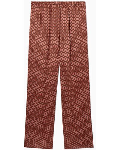 COS Printed Pure Silk Pajama Pants - Red
