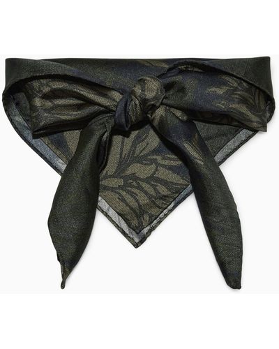 COS Floral-print Silk Neck Scarf - Black