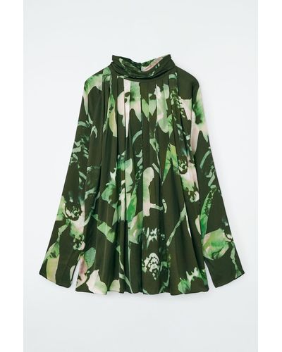 COS Pleated Batwing Blouse - Green