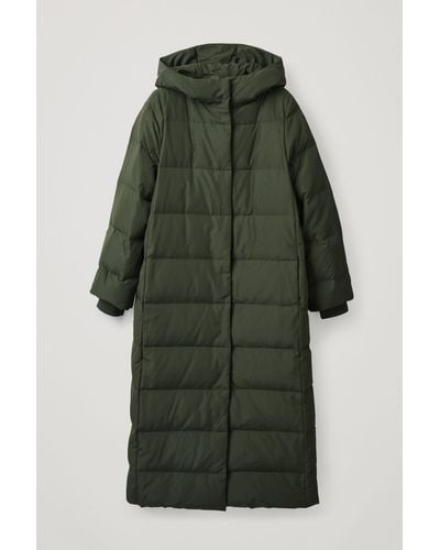 COS Hooded Long Puffer Coat - Green
