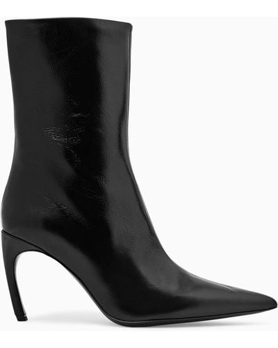 COS Pointed Patent-leather Ankle Boots - Black