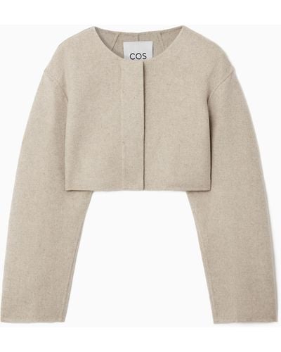 COS Double-faced Cropped Hybrid Jacket - Natural
