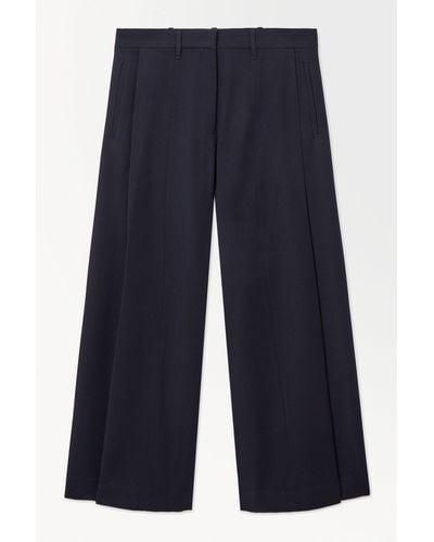 COS The Wide-leg Wool Trousers - Blue