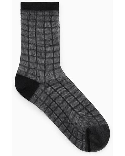 COS Sheer Checked Ankle Socks - Black