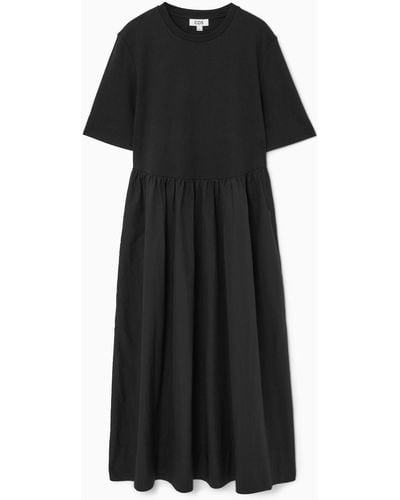 COS Contrast-panel Midi Dress - Black