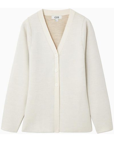 COS Waisted Double-faced Wool Cardigan - White