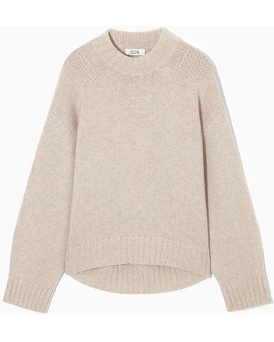 COS Chunky Pure Cashmere Crew-neck Jumper - Natural