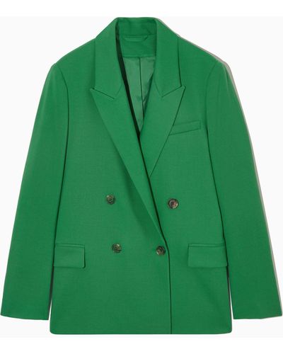 COS Regular-fit Double-breasted Blazer - Green