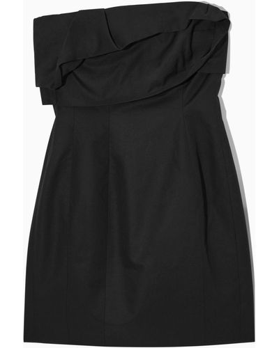 COS Strapless Linen-blend Mini Dress - Black