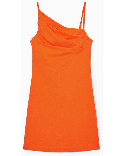COS Asymmetrisches Minikleid Mit Drapiertem Oberteil - Orange