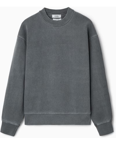 COS Garment-dyed Mock-neck Sweatshirt - Grey
