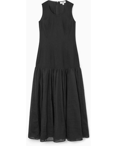 COS Dropped-waist Midi Dress - Black