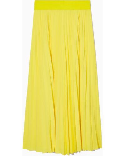 COS Elasticated Pleated Midi Skirt - Yellow
