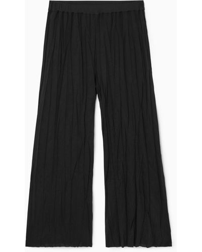 COS Crinkled Jersey Wide-leg Trousers - Black