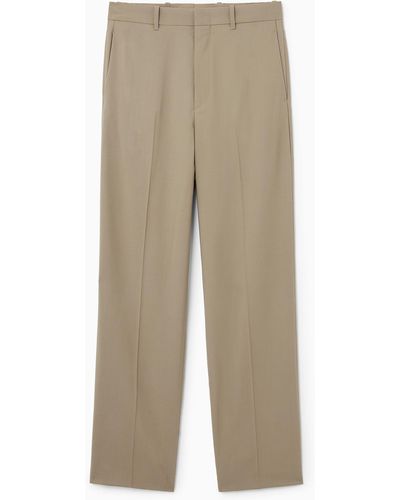 COS Relaxed Wool Trousers - Natural