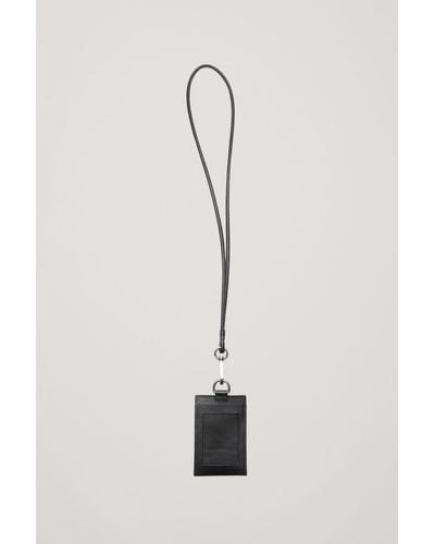 COS Leather Cardholder With Lanyard - Black
