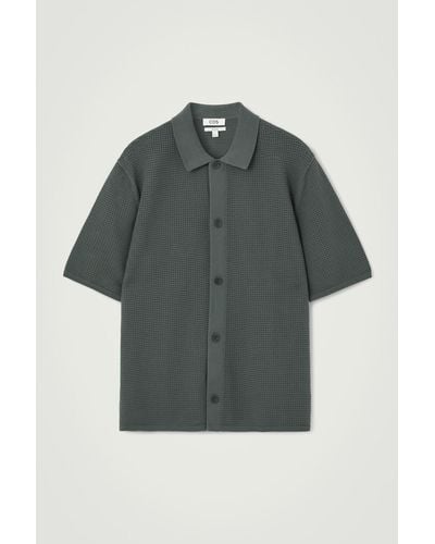 COS Open-knit Short-sleeve Shirt - Grey