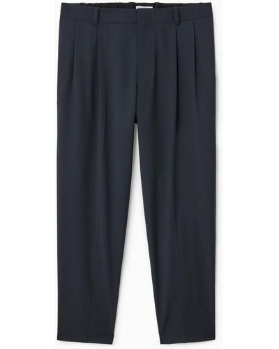 COS Pleated Technical Wool Pants - Blue
