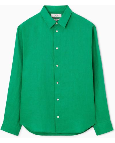 COS Linen Long-sleeved Shirt - Green