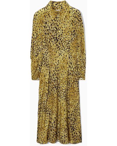 COS Leopard-print Midi Shirt Dress - Yellow