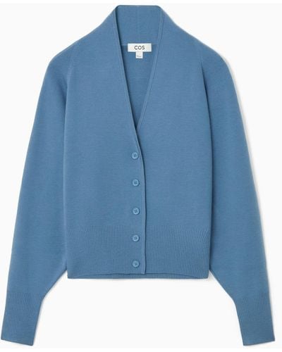 COS Waisted Knitted Cardigan - Blue