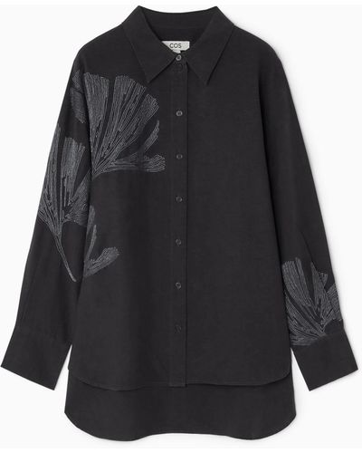 COS Oversized Embroidered Shirt - Black