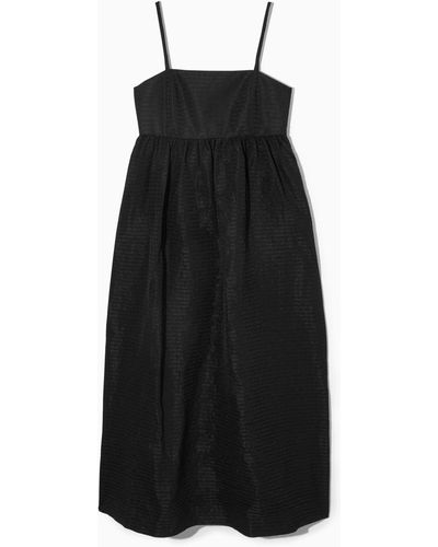 COS Voluminous Textured Midi Dress - Black