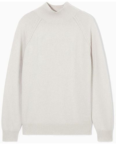 COS Pure Cashmere Funnel-neck Sweater - White