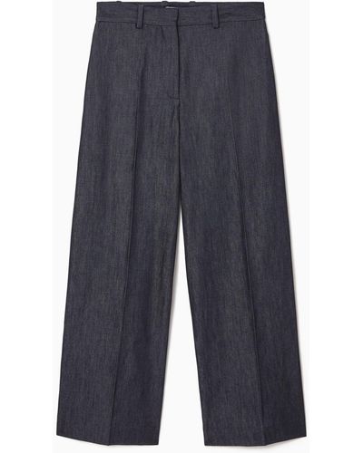 COS Tailored Wide-leg Denim Pants - Blue