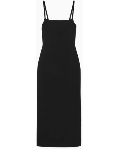 COS Square-neck Knitted Slip Dress - Black