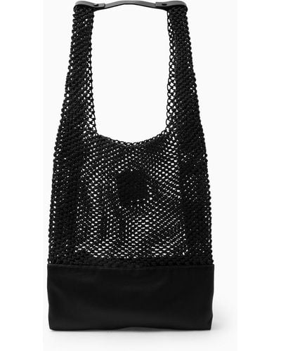 COS Woven Tote - Leather - Black