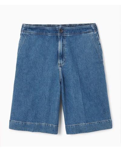 COS Elasticated Longline Denim Shorts - Blue