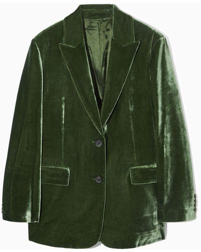 COS Silk-blend Velvet Blazer - Green