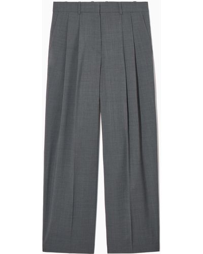 COS Wide-leg Tailored Wool Trousers - Grey