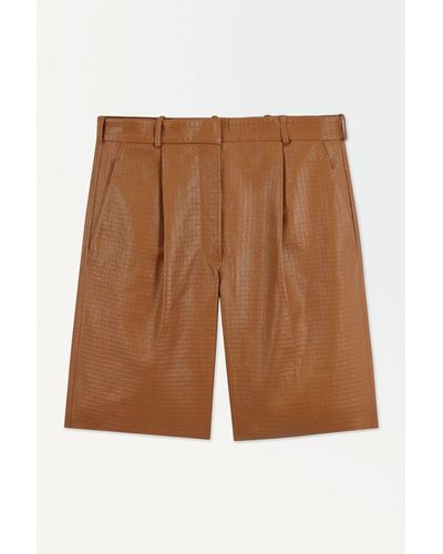 COS The Embossed-leather Bermuda Shorts - Brown