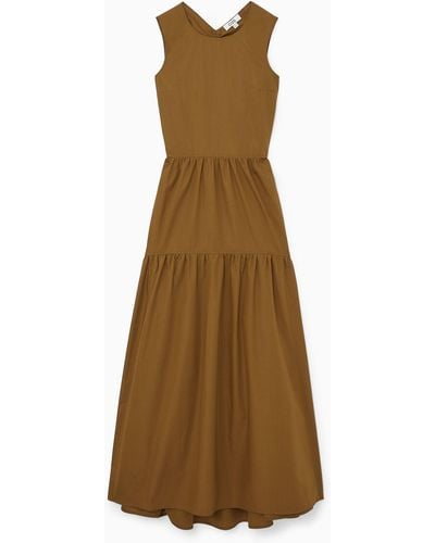 COS Open-back Tiered Midi Dress - Natural