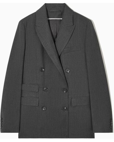 COS Double-breasted Wool Blazer - Grey