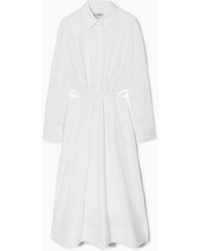 COS Cutout-waist Midi Shirt Dress - White
