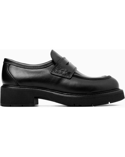 COS Chunky Leather Penny Loafers - Black