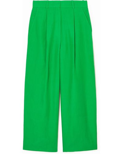 COS Wide-leg Linen-blend Pants - Green