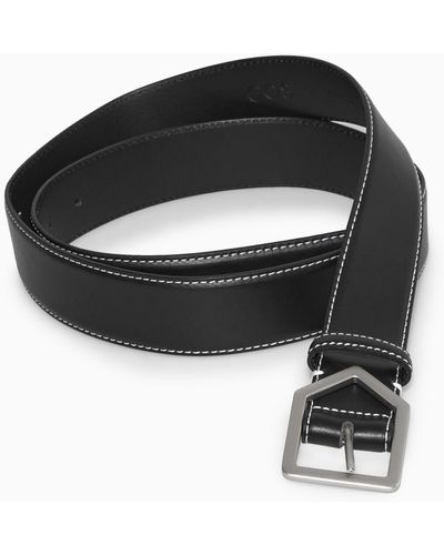COS Contrast-stitch Leather Belt - Black